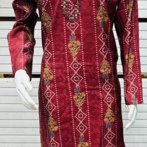Red Bandhani Malai Satin Printed Kurta