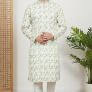White Floral Printed Kurta