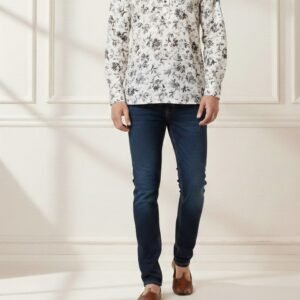 Beige Leaves Short Kurta
