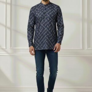 Navy Blue Circle Short Kurta