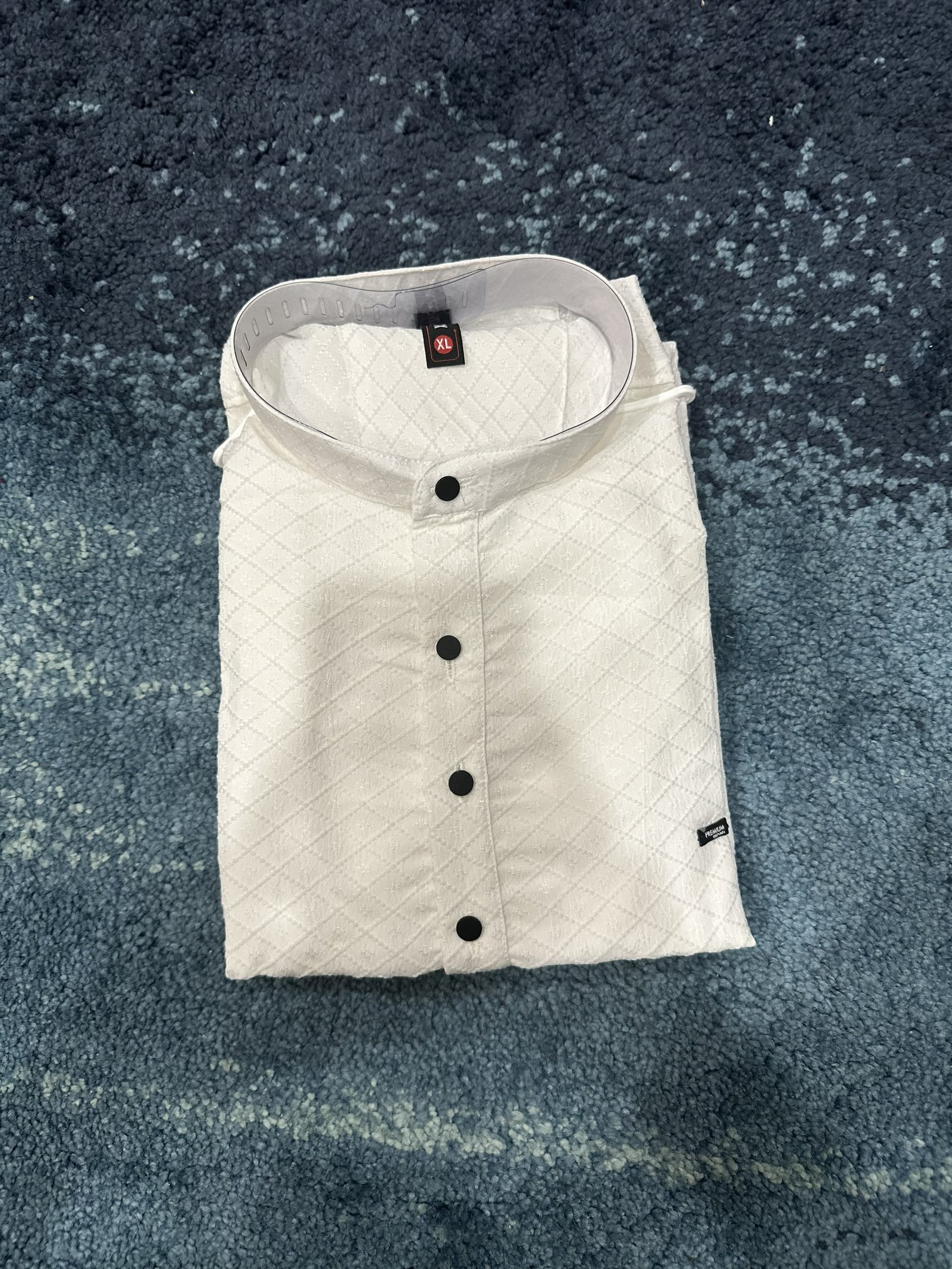 Plain White Chequers Short Kurta - Image 2